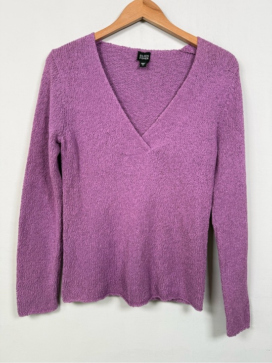 Eileen Fisher Sweaters - Eileen Fisher Lavender Cotton Blend Long Sleeve V-Neck Sweater Size S